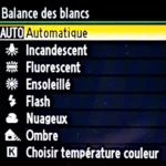 Réglage de la balance des blancs